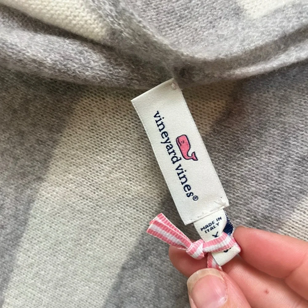 Vineyard Vines Cashmere Tipped Poncho Gray Frost Striped Wrap 2X001053-4103 XS/S